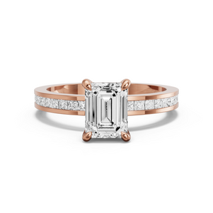 Image for Emerald Hidden Halo Ring with Channel band