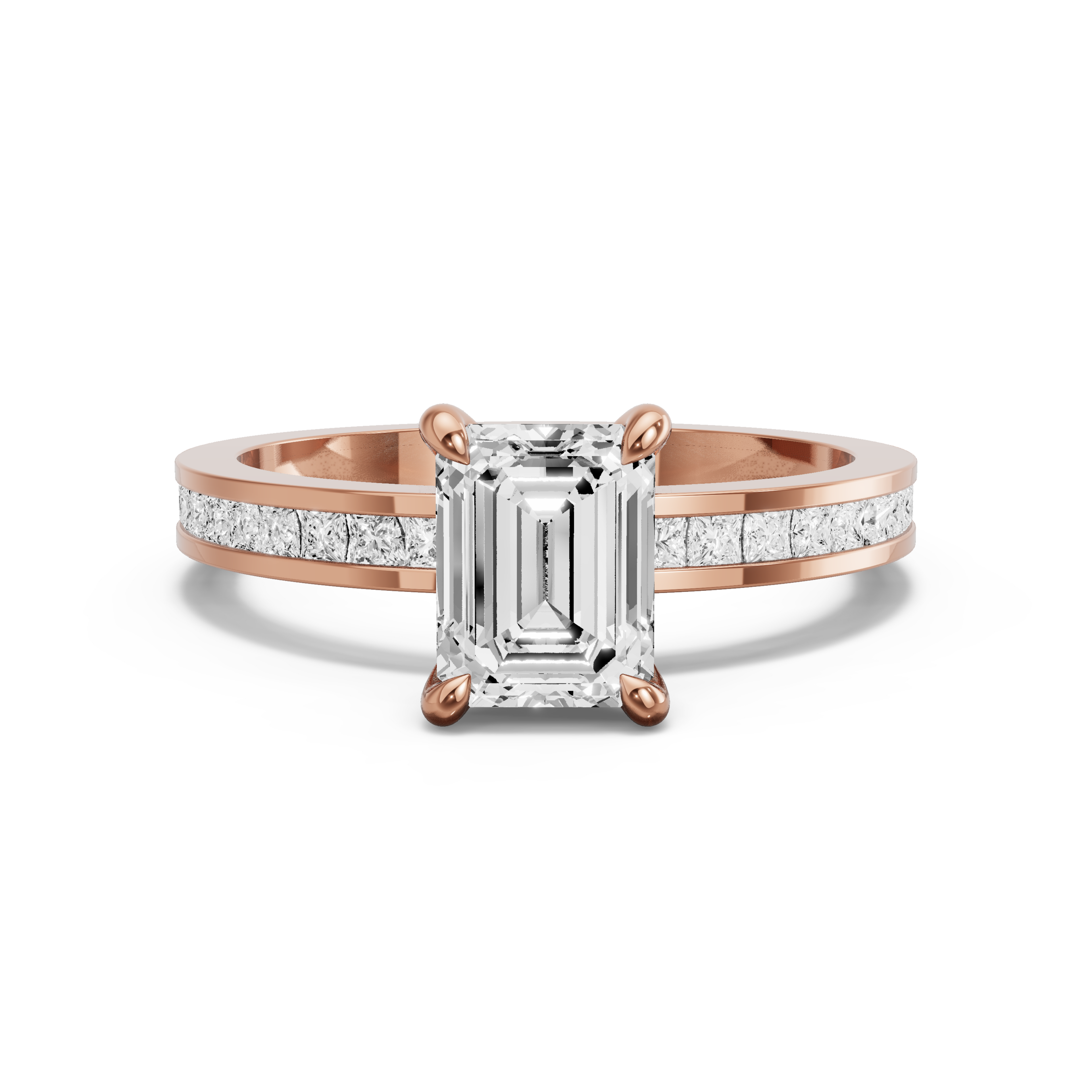 Image for Emerald Hidden Halo Ring with Channel band in 18K Rose Gold