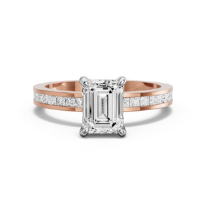 Image for Emerald Hidden Halo Ring with Channel band