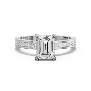 Image for Emerald Hidden Halo Ring with Channel band