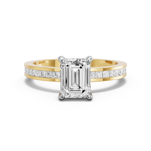 Image for Emerald Hidden Halo Ring with Channel band