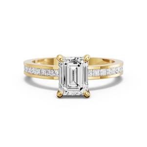 Image for Emerald Hidden Halo Ring with Channel band
