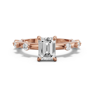 Image for Emerald Hidden Halo Ring with Floating Station band