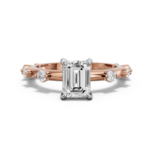 Image for Emerald Hidden Halo Ring with Floating Station band