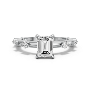 Image for Emerald Hidden Halo Ring with Floating Station band