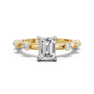 Image for Emerald Hidden Halo Ring with Floating Station band