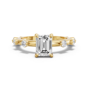 Image for Emerald Hidden Halo Ring with Floating Station band