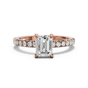 Image for Emerald Hidden Halo Ring with French Pave band