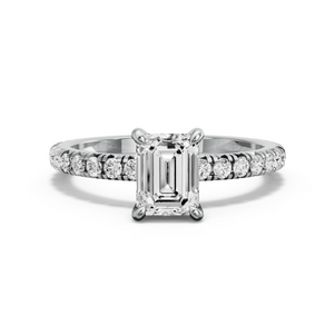 Image for Emerald Hidden Halo Ring with French Pave band