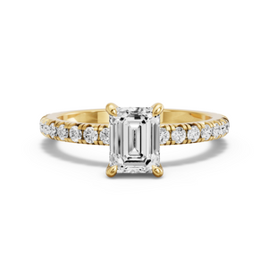 Image for Emerald Hidden Halo Ring with French Pave band