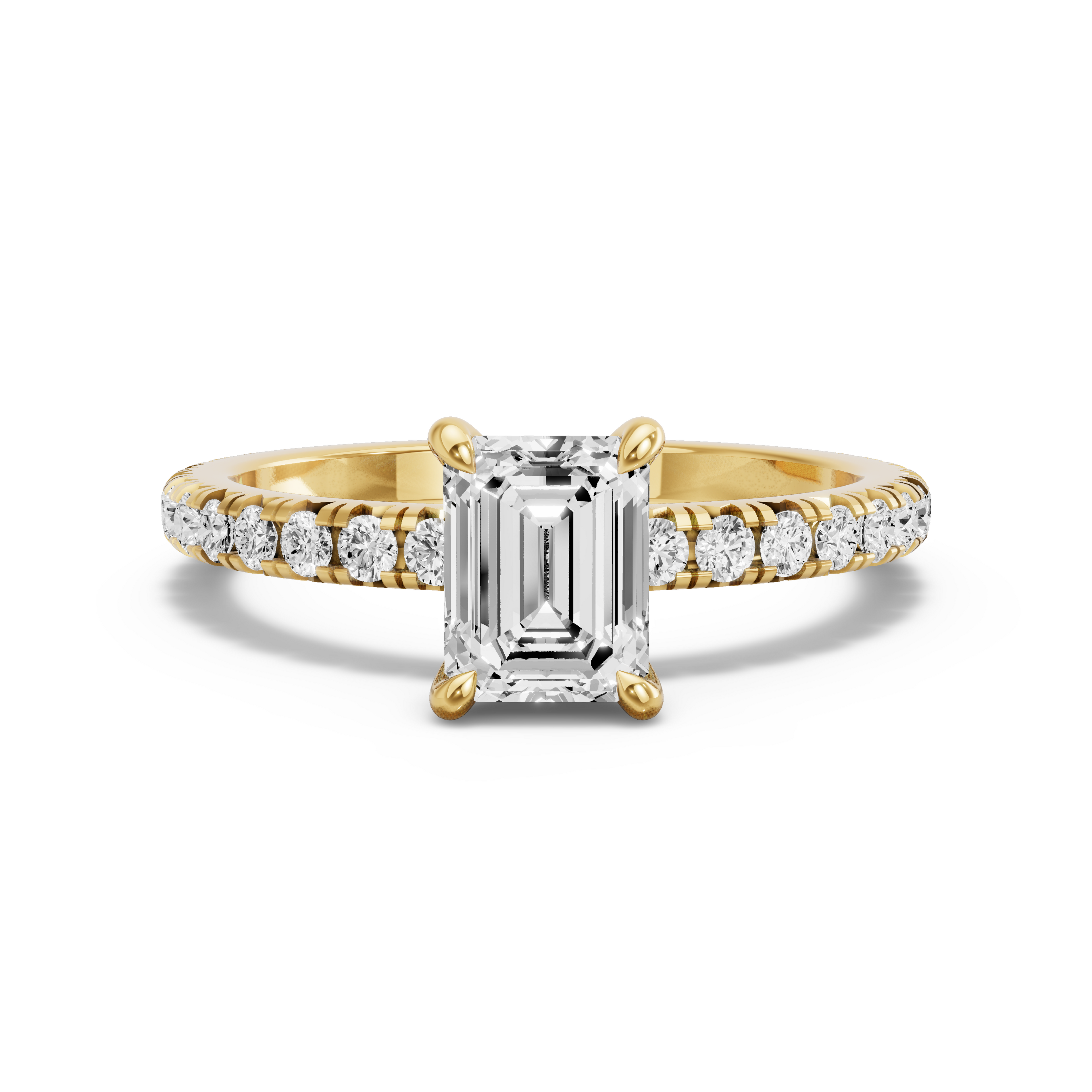 Image for Emerald Hidden Halo Ring with French Pave band in 14K Yellow Gold
