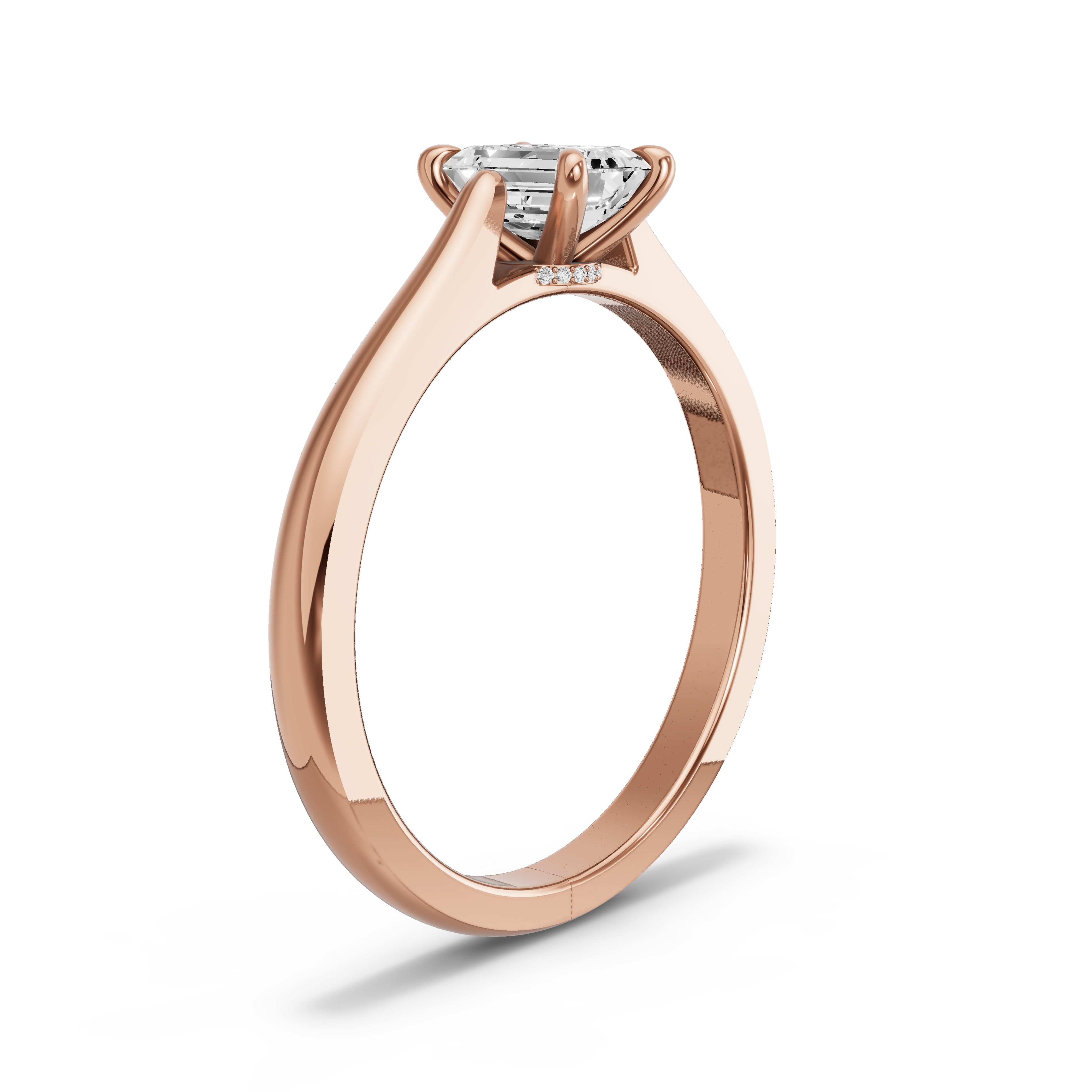 Image for Emerald Hidden Halo Ring with Knife Edge Cathedral band in 18K Rose Gold