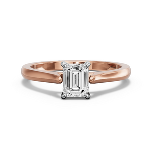 Image for Emerald Hidden Halo Ring with Knife Edge Cathedral band