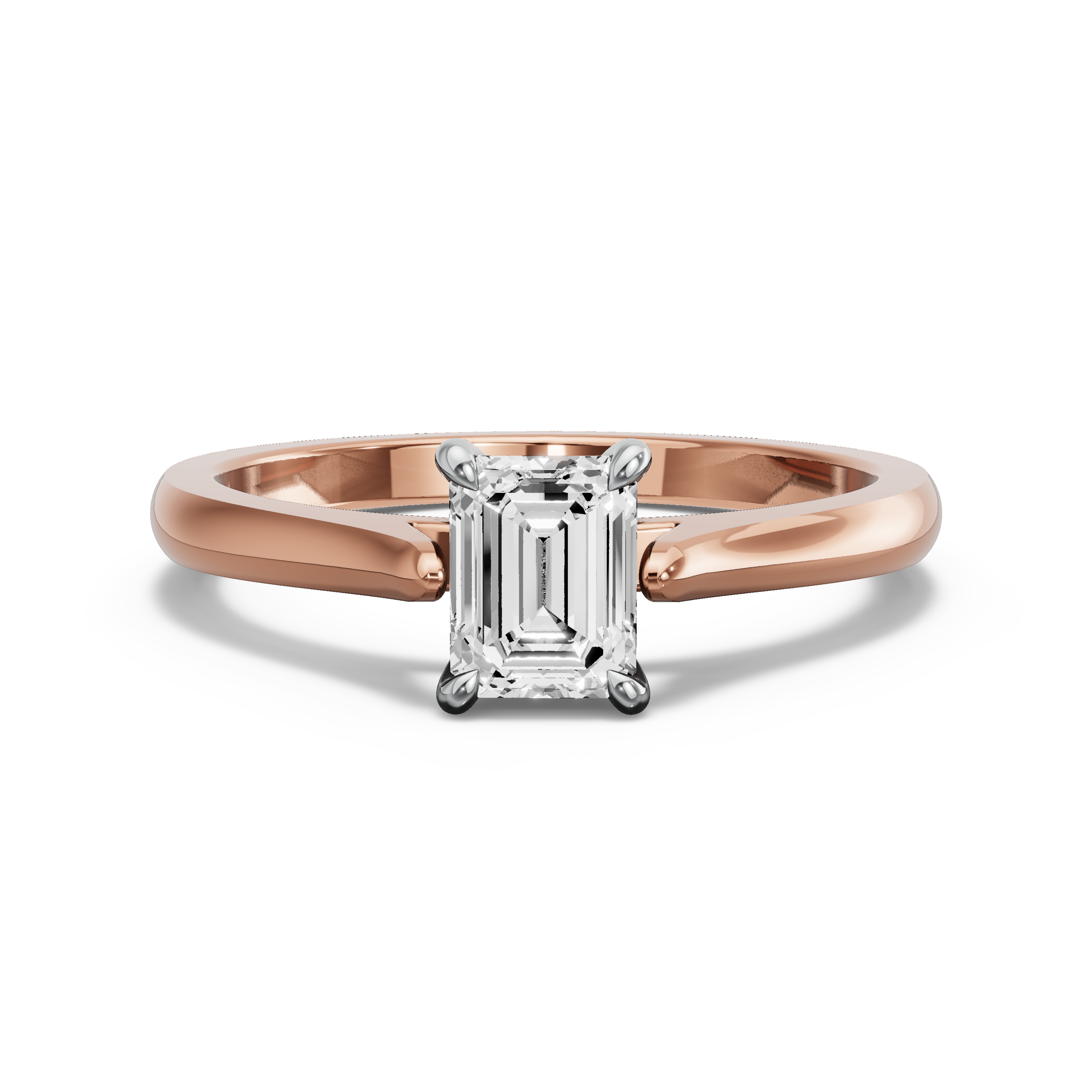 Image for Emerald Hidden Halo Ring with Knife Edge Cathedral band in 18K Two Tone Rose Gold