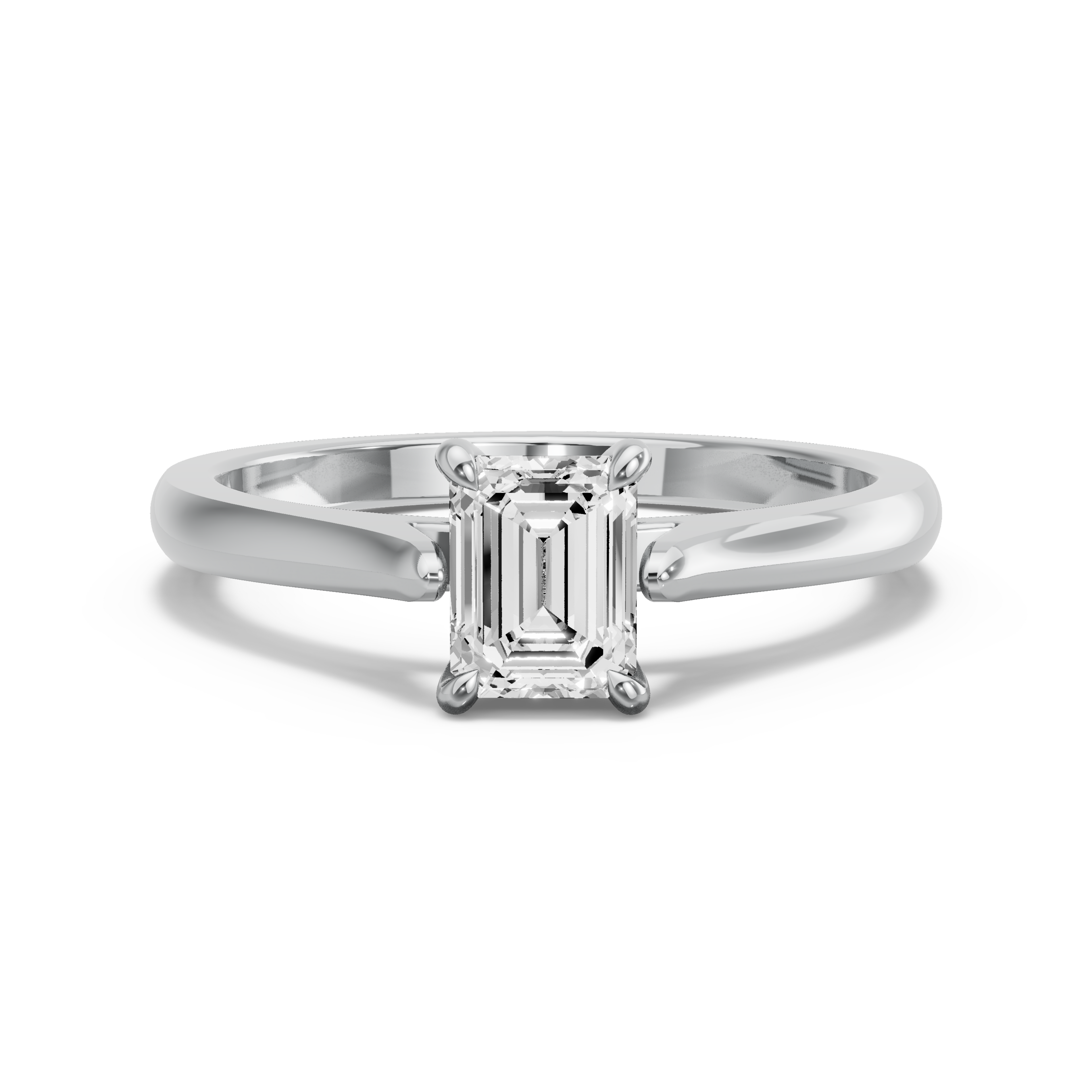 Image for Emerald Hidden Halo Ring with Knife Edge Cathedral band in 10K White Gold