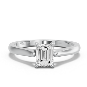 Image for Emerald Hidden Halo Ring with Knife Edge Cathedral band