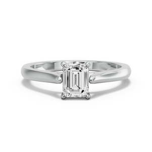 Image for Emerald Hidden Halo Ring with Knife Edge Cathedral band