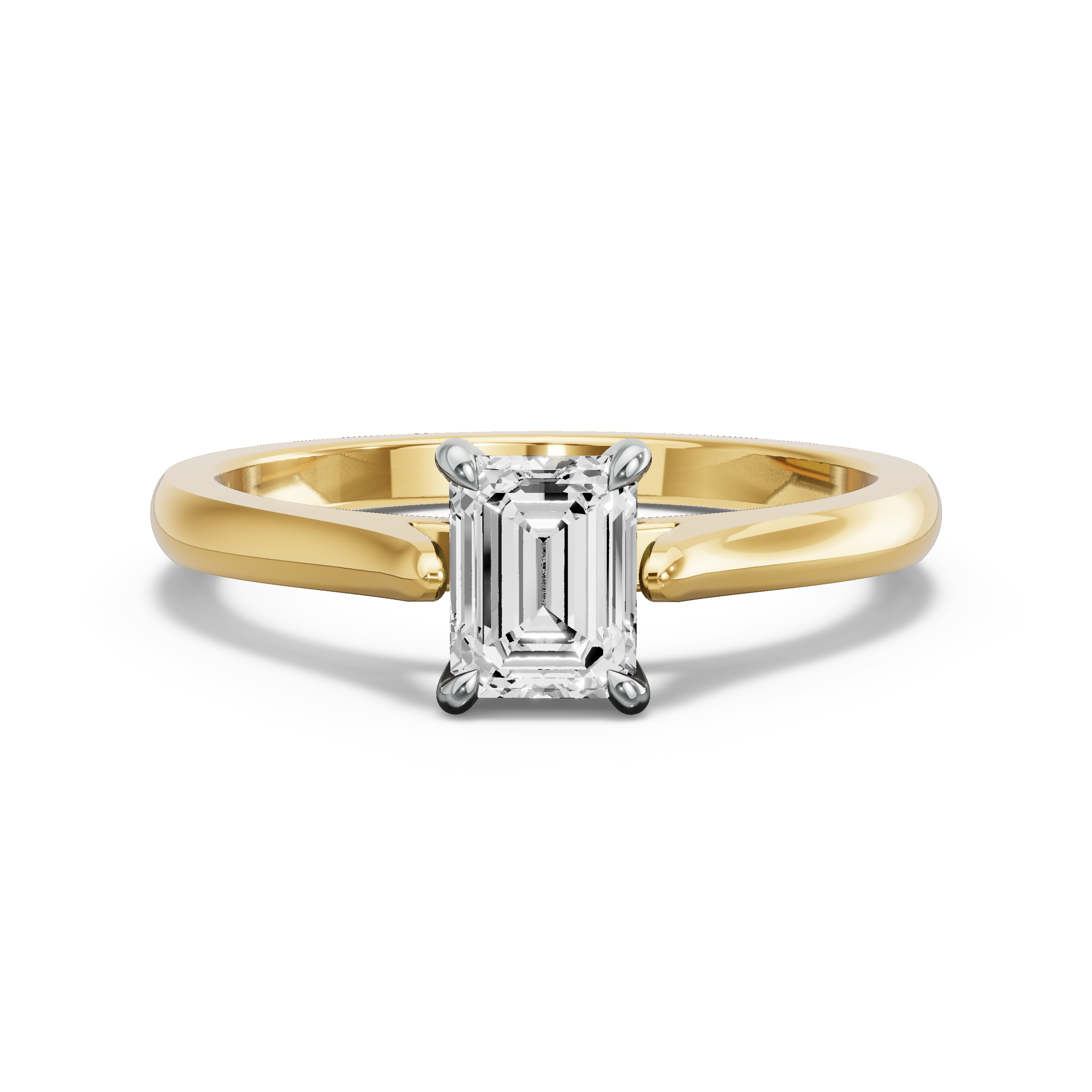Image for Emerald Hidden Halo Ring with Knife Edge Cathedral band in 10K Two Tone Yellow Gold