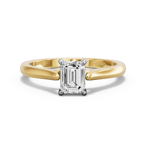 Image for Emerald Hidden Halo Ring with Knife Edge Cathedral band