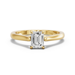 Image for Emerald Hidden Halo Ring with Knife Edge Cathedral band