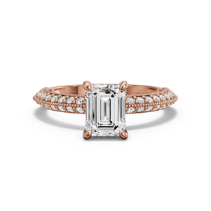 Image for Emerald Hidden Halo Ring with Knife Edge Pave band