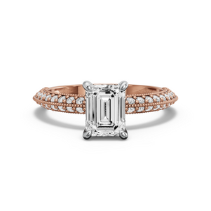 Image for Emerald Hidden Halo Ring with Knife Edge Pave band