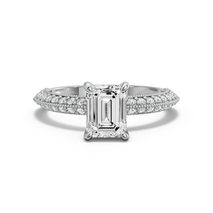 Image for Emerald Hidden Halo Ring with Knife Edge Pave band
