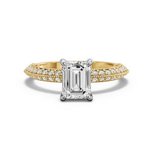Image for Emerald Hidden Halo Ring with Knife Edge Pave band