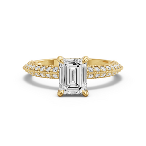 Image for Emerald Hidden Halo Ring with Knife Edge Pave band