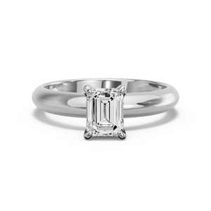 Image for Emerald Hidden Halo Ring with Knife Edge Solitaire band