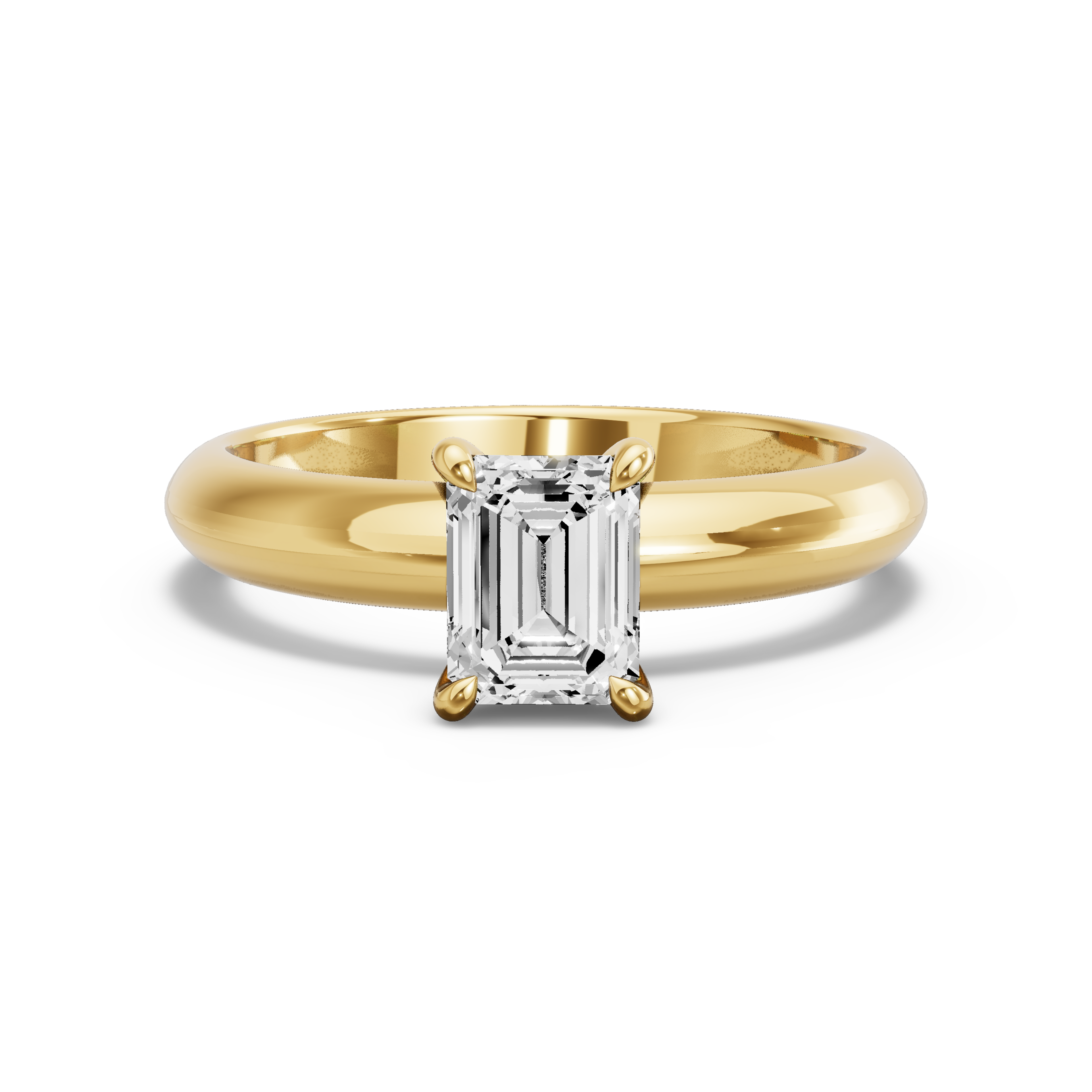 Image for Emerald Hidden Halo Ring with Knife Edge Solitaire band in 14K Yellow Gold