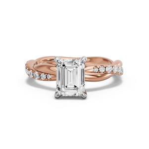 Image for Emerald Hidden Halo Ring with Rope Pave band