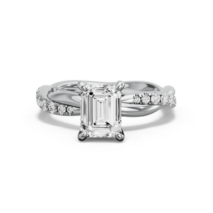 Image for Emerald Hidden Halo Ring with Rope Pave band