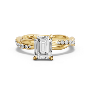 Image for Emerald Hidden Halo Ring with Rope Pave band