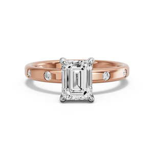 Image for Emerald Hidden Halo Ring with Sleek Accent band
