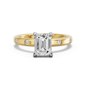 Image for Emerald Hidden Halo Ring with Sleek Accent band