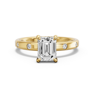 Image for Emerald Hidden Halo Ring with Sleek Accent band