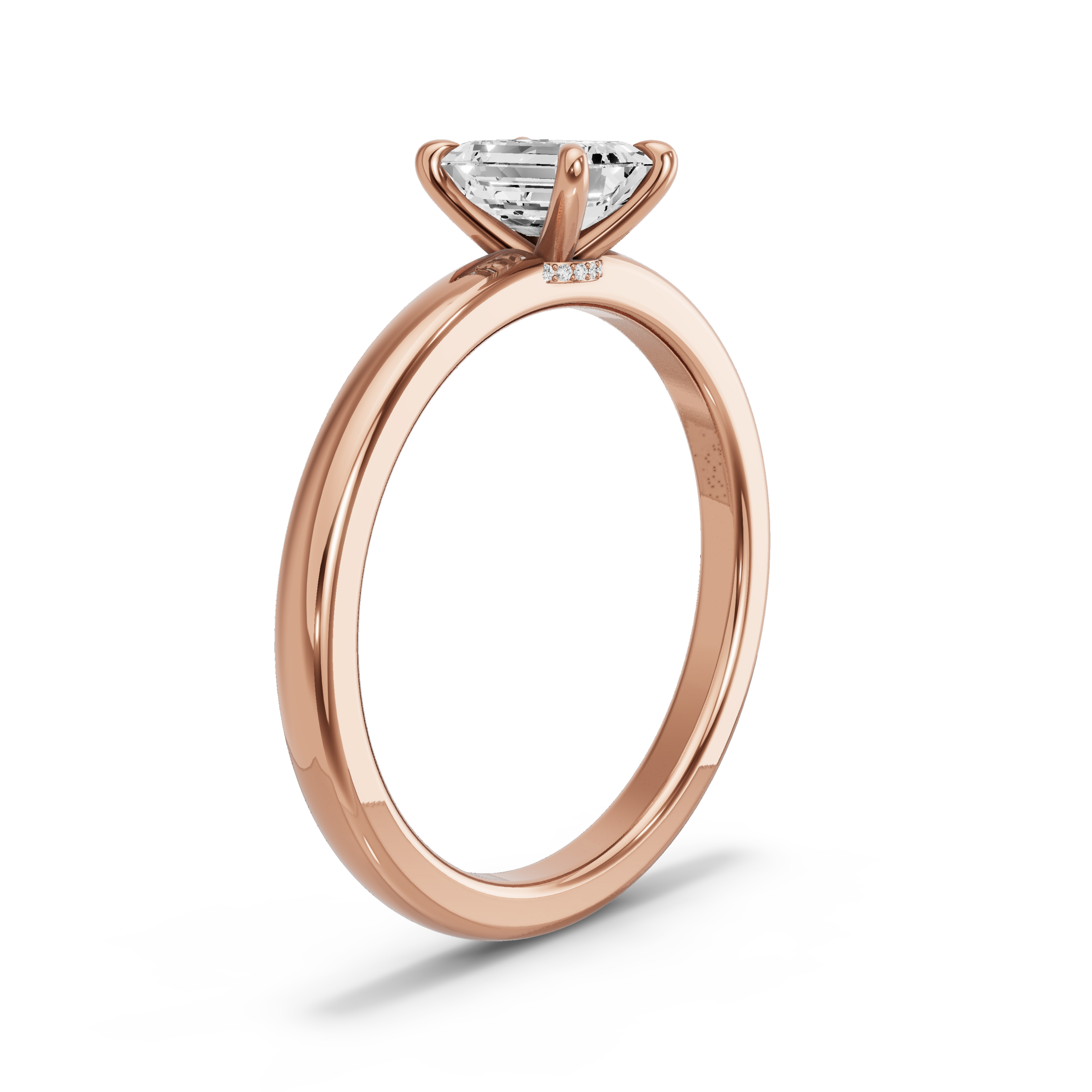 Image for Emerald Hidden Halo Ring with Solitaire band in 10K Rose Gold