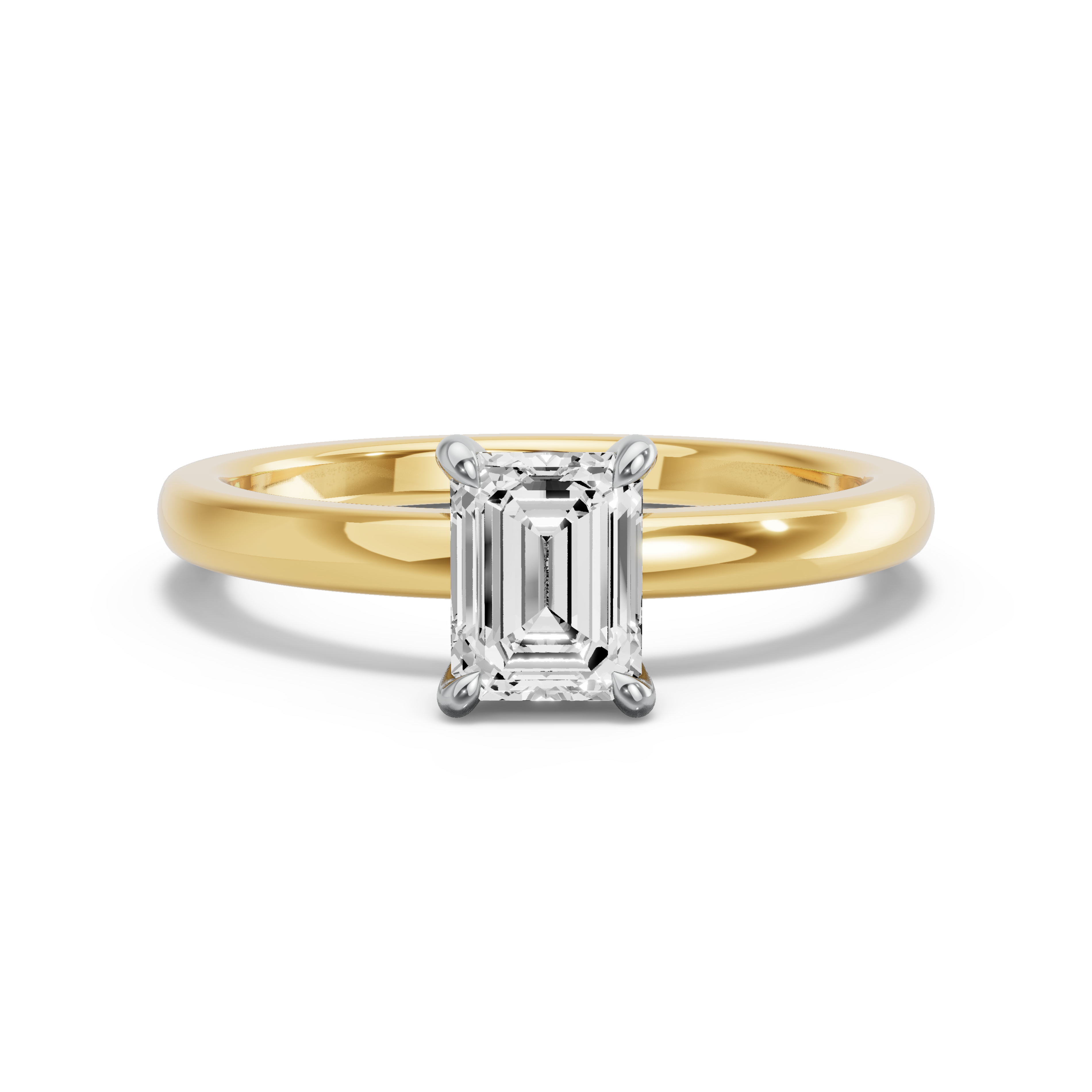 Image for Emerald Hidden Halo Ring with Solitaire band in 14K Two Tone Yellow Gold