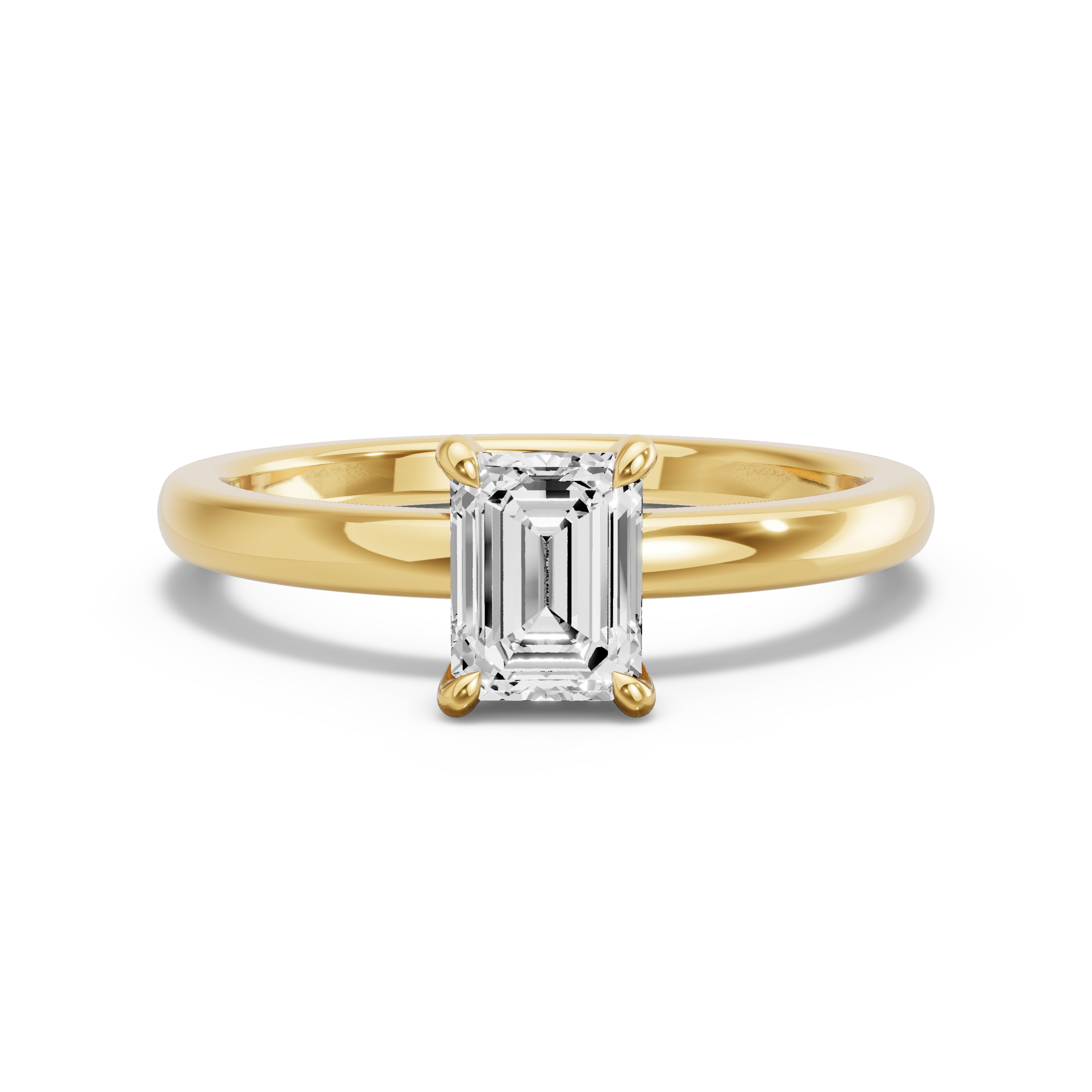 Image for Emerald Hidden Halo Ring with Solitaire band in 10K Yellow Gold