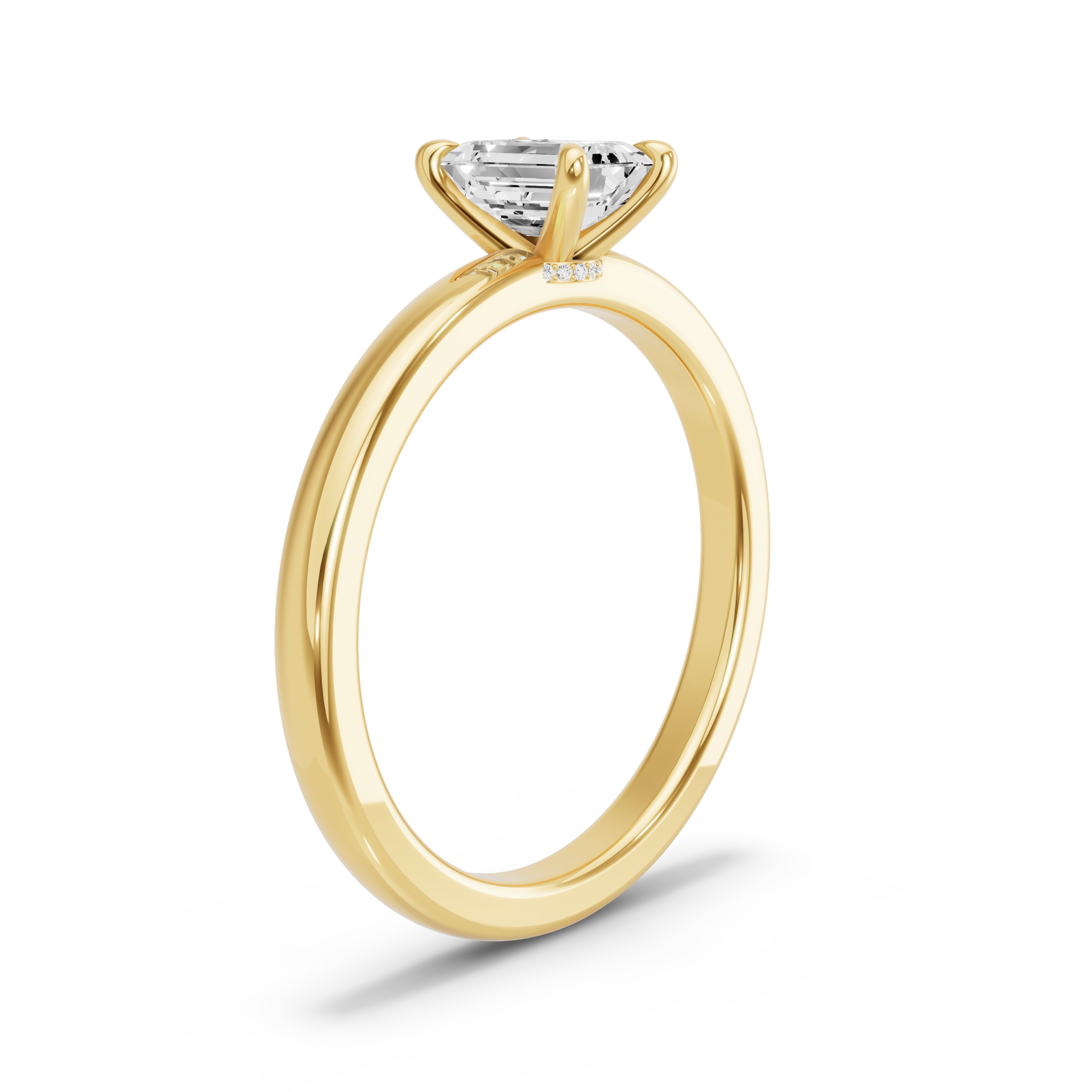 Image for Emerald Hidden Halo Ring with Solitaire band in 10K Yellow Gold