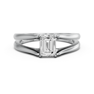 Image for Emerald Hidden Halo Ring with Split Ring Solitaire band