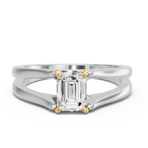 Image for Emerald Hidden Halo Ring with Split Ring Solitaire band