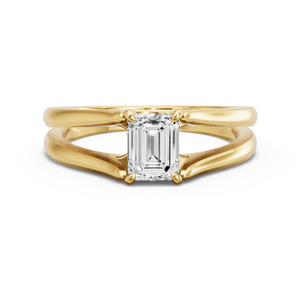 Image for Emerald Hidden Halo Ring with Split Ring Solitaire band