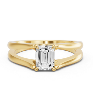 Image for Emerald Hidden Halo Ring with Split Ring Solitaire band