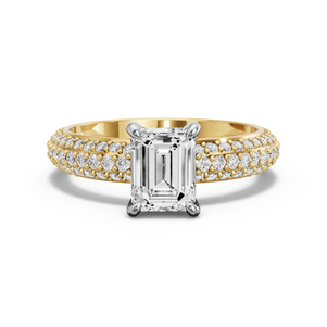Image for Emerald Hidden Halo Ring with Triple Row Pave band