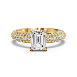 Image for Emerald Hidden Halo Ring with Triple Row Pave band