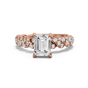 Image for Emerald Hidden Halo Ring with Twist Pave band