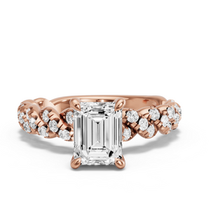 Image for Emerald Hidden Halo Ring with Twist Pave band