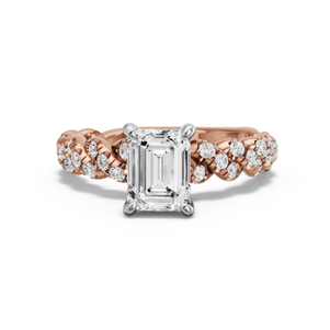 Image for Emerald Hidden Halo Ring with Twist Pave band